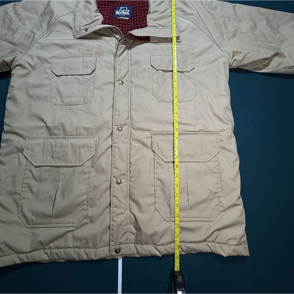 Vintage Woolrich Jacket Mens XL Beige Mountain Parka Wool Plaid Lined USA Made‎